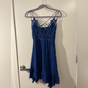 Free People Blue Lace Trim Dress
